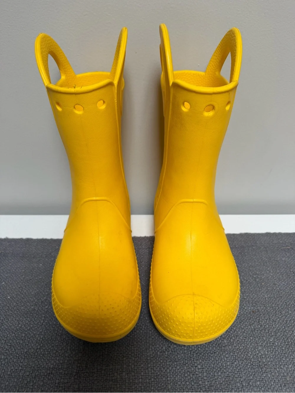 CROCS Kids Yellow Grip-Top Rain Boots
